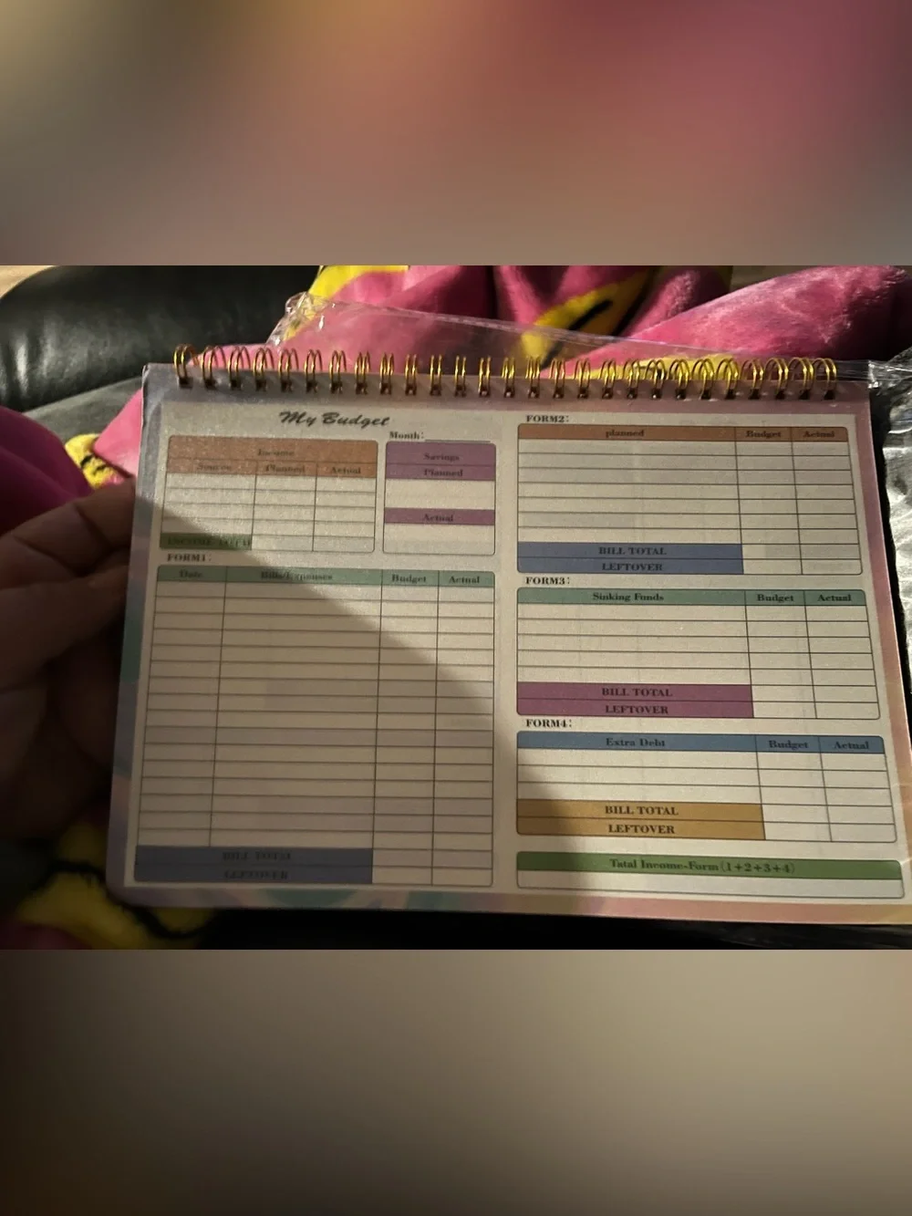 Spiral-Bound Budget Planner Notebook in Pastel Accents